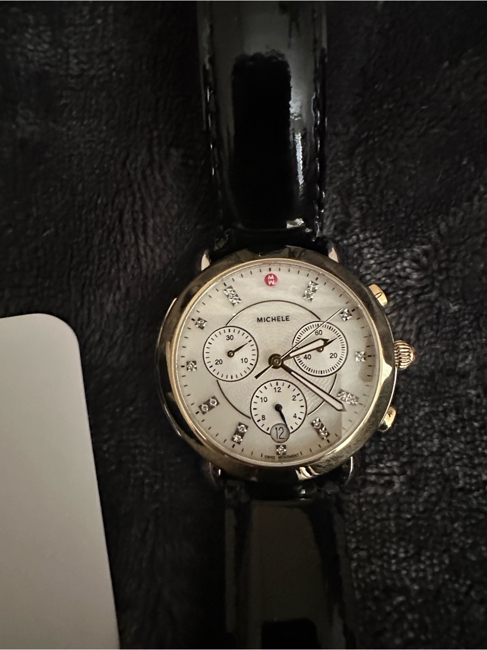✨Michele✨ Gold Tone Watch w/ DIAMOND Dial - Picture 13 of 15